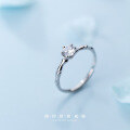 wholesale S925 silver ring for women, Japanese style minimalist single diamond six-prong open ring, trendy bamboo knot ring J5357-0-2