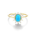 wholesale Metal Material, Direct from Manufacturer, Japanese-style Light Jewelry, Vintage-inspired Minimalist Natural Turquoise Pearl Ring, Dropshipping Available-0-4