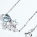 wholesale 925 Sterling Silver Japanese Korean Trendy Hot Style Topaz Cosmic Planet White Zircon Star Necklace for Women-0-2