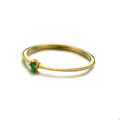 wholesale 9K/14K gold Korean-style wholesale jewelry green gemstone ring, simple and fashionable emerald band-0-1