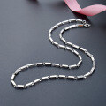 wholesale S925 Sterling Silver 26 Embossed Square Column Chain Trendy Hip-Hop Necklace for Men-0-1
