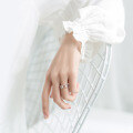 wholesale S925 Silver Ring Women's Korean Style Fashion Star Double Layer Open Adjustable Ring Elegant Small Silver Bean Index Finger Ring J5214-0-2