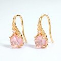 wholesale Gold Plated 925 Sterling Silver, Natural Pink Crystal, Floral Ear Hooks for Mori Girl Style Students, Cross-Border Wholesale-0-1