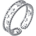 wholesale S925 Silver Ring Women's Korean Style Fashion Star Double Layer Open Adjustable Ring Elegant Small Silver Bean Index Finger Ring J5214-0-4