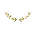 wholesale 9K Gold Moissanite Olive Leaf Necklace and Feather Wheat Ear Leaf Earrings Set for Women-0-5