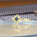 wholesale 9K gold jewelry hollow water wave minimalist vintage style natural sapphire ring in stock-0-3