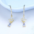 wholesale 14K Gold Japanese Light Jewelry Purple Tanzanite Crown Earrings for Women, Christmas New Style Ear Hooks, Dropshipping-0-1