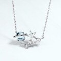 wholesale 925 Sterling Silver Japanese Korean Trendy Hot Style Topaz Cosmic Planet White Zircon Star Necklace for Women-0-1