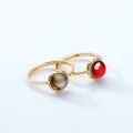 wholesale 925 Silver Gold-Plated Minimalist Natural Mozambique Garnet Round Ring Japanese Mori Girl Style Geometric Finger Jewelry-0-3