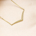 wholesale 9K Gold Ultra Minimalist Small V-Shaped Necklace Collarbone Chain Niche Design Internet Celebrity Trendy Ins Japanese Style Light Luxury New Arrival-0-2