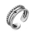 wholesale Sterling Silver Women's Vintage Thai Silver Multi-Layer Twist Bead Open Adjustable Ring Ethnic Style Pinky Ring J3541-0-4