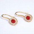 wholesale 925 Silver Gold Plated Korean Light Luxury Vintage Artificial Coral Shell Pearl Palace Style Ear Hooks Cross-border Wholesale Earrings for Women-0-1