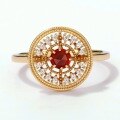 wholesale 925 silver plated with 9K gold, Japanese classic round inlaid natural Mozambique garnet luxury ring, fine craftsmanship jewelry-0-1