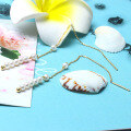 wholesale 9K Gold Jewelry, Korean Popular Pearl Long Earrings for Women, Minimalist Style Ear Thread-0-1