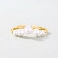 wholesale 925 Silver Plated 9K Gold Shell Pearl Open Ring for Spring and Summer Simple Korean Fashion Accessories, Workplace OL Women's Ring-0-1