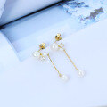 wholesale 9K gold fashion commuter jewelry natural freshwater pearl tassel earrings for women, Korean and Japanese accessories, dropshipping available-0-1