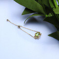wholesale 9K Gold Adjustable Chain Ring with Natural Peridot for Women, Vintage Palace Style Luxury Japanese-0-2