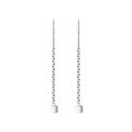 wholesale 925 Sterling Silver Ear Threads for Women, Korean Style Minimalist Geometric Brushed Square Ear Threads with a Fresh and Playful Vibe G1635-0-4