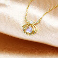wholesale 9K gold Ariel the Little Mermaid Princess hollow shell moonstone necklace Korean version dreamy heart-shaped collarbone chain-0-2