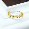 wholesale 10k Gold Olive Leaf Moissanite Ring, Feather Wheat Ear Jewelry for Niche Collection-0-3