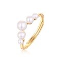 wholesale 925 Silver Plated 9K Gold Shell Pearl Open Ring for Spring and Summer Simple Korean Fashion Accessories, Workplace OL Women's Ring-0-3