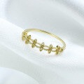 wholesale 9K Gold Japanese-style lightweight hollow wave bead-edged stackable ring, versatile and fresh leaf minimalist design-0-3