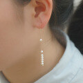 wholesale 9K Gold Jewelry, Korean Popular Pearl Long Earrings for Women, Minimalist Style Ear Thread-0-3