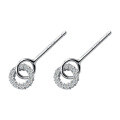 wholesale S925 Silver Ear Studs Women Japanese Style Minimalist Diamond-Encrusted Round Geometric Hollow-Out Ear Accessories E9707-0-4
