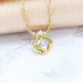 wholesale 9K gold Ariel the Little Mermaid Princess hollow shell moonstone necklace Korean version dreamy heart-shaped collarbone chain-0-3