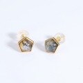 wholesale 925 Sterling Silver Creative Geometric Square Stud Earrings with Labradorite, Minimalist and Fashionable Weekly Earrings Direct from Manufacturer-0-1