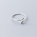 wholesale S925 Silver Ring Women's Korean Style Minimalist Smooth Line Adjustable Heart-shaped Jewelry J6046-0-1