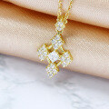 wholesale 9K Gold Japanese-Inspired Light Luxury VA Jewelry Rhombus Zircon Necklace, Elegant and Versatile Choker, Factory Direct-0-1