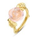 wholesale S925 Sterling Silver Natural Rose Quartz Ring Wholesale Fashion Ethnic Vintage Index Finger Ring for Women-0-5
