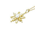 wholesale 9K Gold Christmas Snowflake Series New Four-Leaf Clover Hollow Pendant with Pearl and Zircon Necklace-0-4