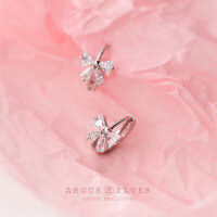 wholesale S925 silver earrings for women, Korean-style simple and sweet bow ear clips, fresh and youthful heart-shaped ear accessories G2575-S925 silver pair gold>925 silver