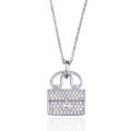 wholesale S925 Sterling Silver H Letter Handbag Pendant Necklace for Women, Luxurious and Fashionable Elegant Full Diamond Accent Collarbone Chain-0-4