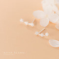 wholesale S925 Sterling Silver Earrings for Women, Korean Style Fresh and Sweet Small Single Diamond Three Flowers Simple Ear Accessories G4290-0-1