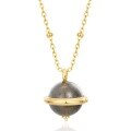 wholesale S925 silver gold-plated, Japanese Korean style natural labradorite planet geometric pendant necklace for women, precision craftsmanship with colored gemstones-0-6