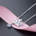 wholesale S925 Silver Rhinestone Crown Pendant Choker Necklace for Women, Short Layered Chain, Direct Factory Wholesale-0-2