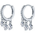 wholesale S925 Sterling Silver Korean-style Small Fresh Diamond-studded Short Hoop Earrings with Tassels, Elegant Streamer Earrings G1878-0-4