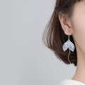 wholesale Sterling Silver Fish Tail Wave Ear Accessories with Flash Sequins in Korean Fresh Ocean Style G4878-0-2