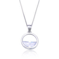 wholesale S925 Sterling Silver A Clear Spring Necklace for Women, Light Luxury Minimalist Niche Design Circular Pendant High-End Collarbone Chain-Single pendant - without chain 925 silver