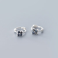 wholesale S925 Sterling Silver Snap Earrings for Women, Korean-style Sweetheart Four-Petal Flower with Crystal Accents, Four-Leaf Clover Dainty Ear Accessories G3682-S925 Silver-White Diamond Earrings 925 Silver