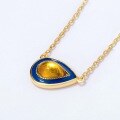 wholesale S925 Gold-Plated Enamel Drop Waterdrop Light Luxury Necklace, Japanese Style Inlaid with Natural Amber Pear-Shaped Geometric Necklace Wholesale-0-3