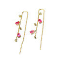 wholesale 9K Gold ArtLi Jewelry New Collection Red Teardrop Tassel Ear Thread Earrings for Women, Super Minimalist and Fresh-0-4