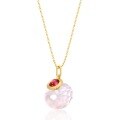 wholesale S925 sterling silver gold-plated, pink round perfume bottle pendant with natural pink crystal and Mozambique garnet, necklace-0-5