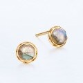 wholesale 925 Sterling Silver Plated with 9K Gold, Natural African Labradorite Round Stud Earrings for Cross-border Wholesale-0-2
