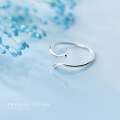 wholesale S925 Silver Ring Women's Korean Style Minimalist Smooth Line Adjustable Heart-shaped Jewelry J6046-0-3