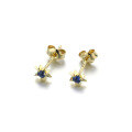 wholesale 9K gold jewelry dropshipping, mini red blue green spinel star earrings, Korean and Japanese style earrings-0-4