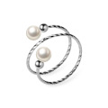 wholesale S925 silver ring for women, Korean-style fashion design spiral ring with sweet pearl synthetic pearl jewelry J5925-0-4